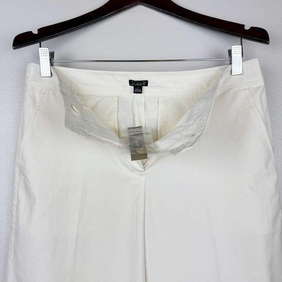 J. Crew Full Length Wide Leg Trousers Cotton Blend Ivory Size 8 NWT - Picture 9 of 11